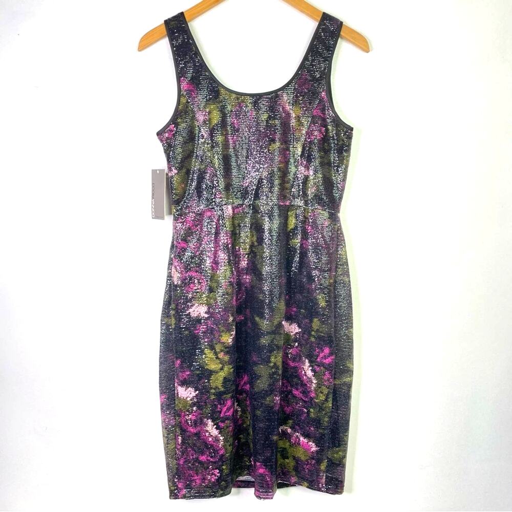 Donna Ricco Sequin Floral Dress Purple Black 4 New! - Picture 2 of 12